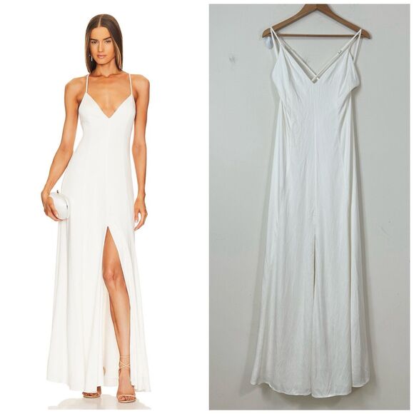 NWT Lovers and Friends Bermuda Maxi Gown Dress Size L White Ivory Lined Wedding